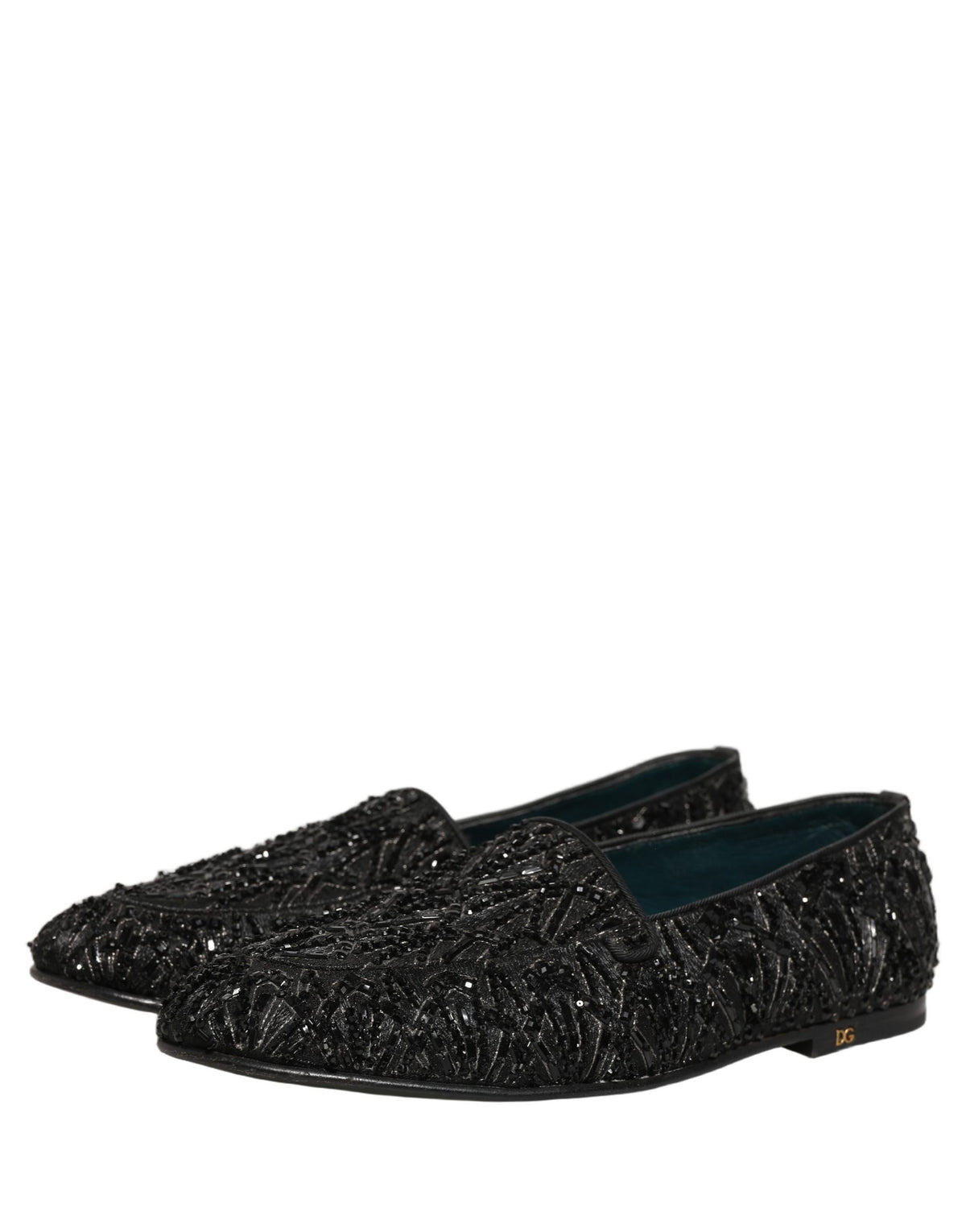 Dolce & Gabbana Black Velvet Embroidered Dress Loafers