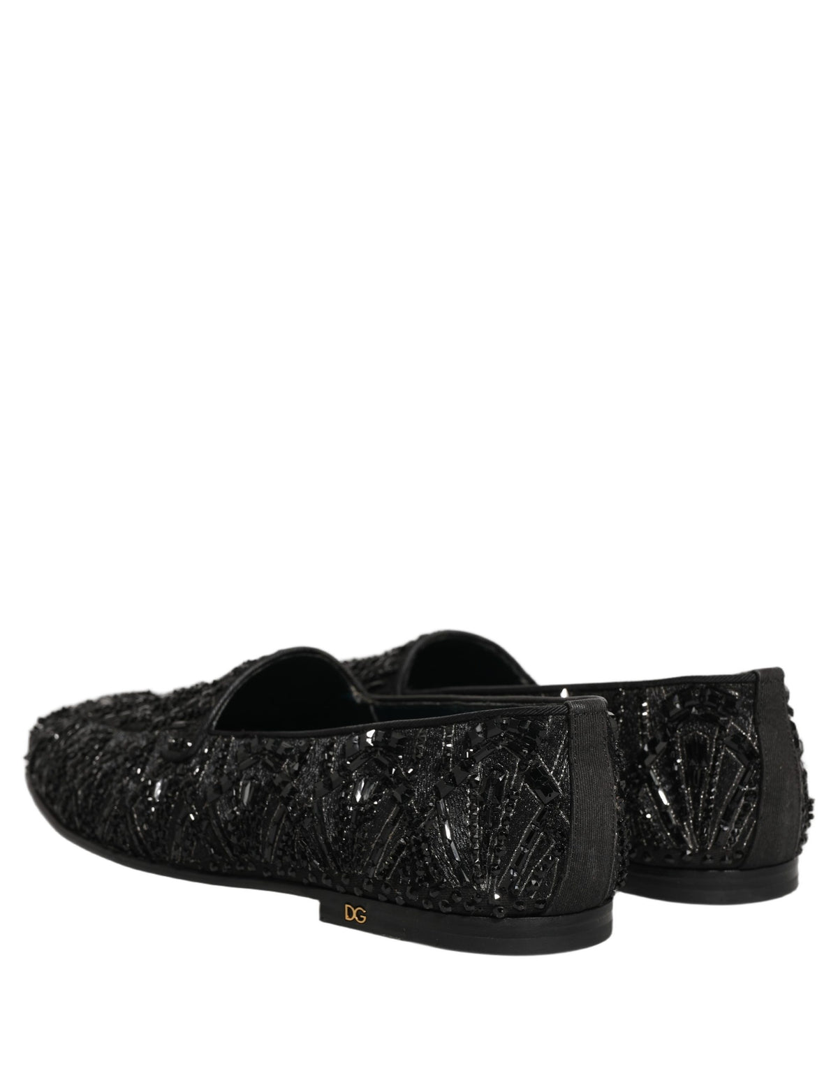 Dolce & Gabbana Black Velvet Embroidered Dress Loafers