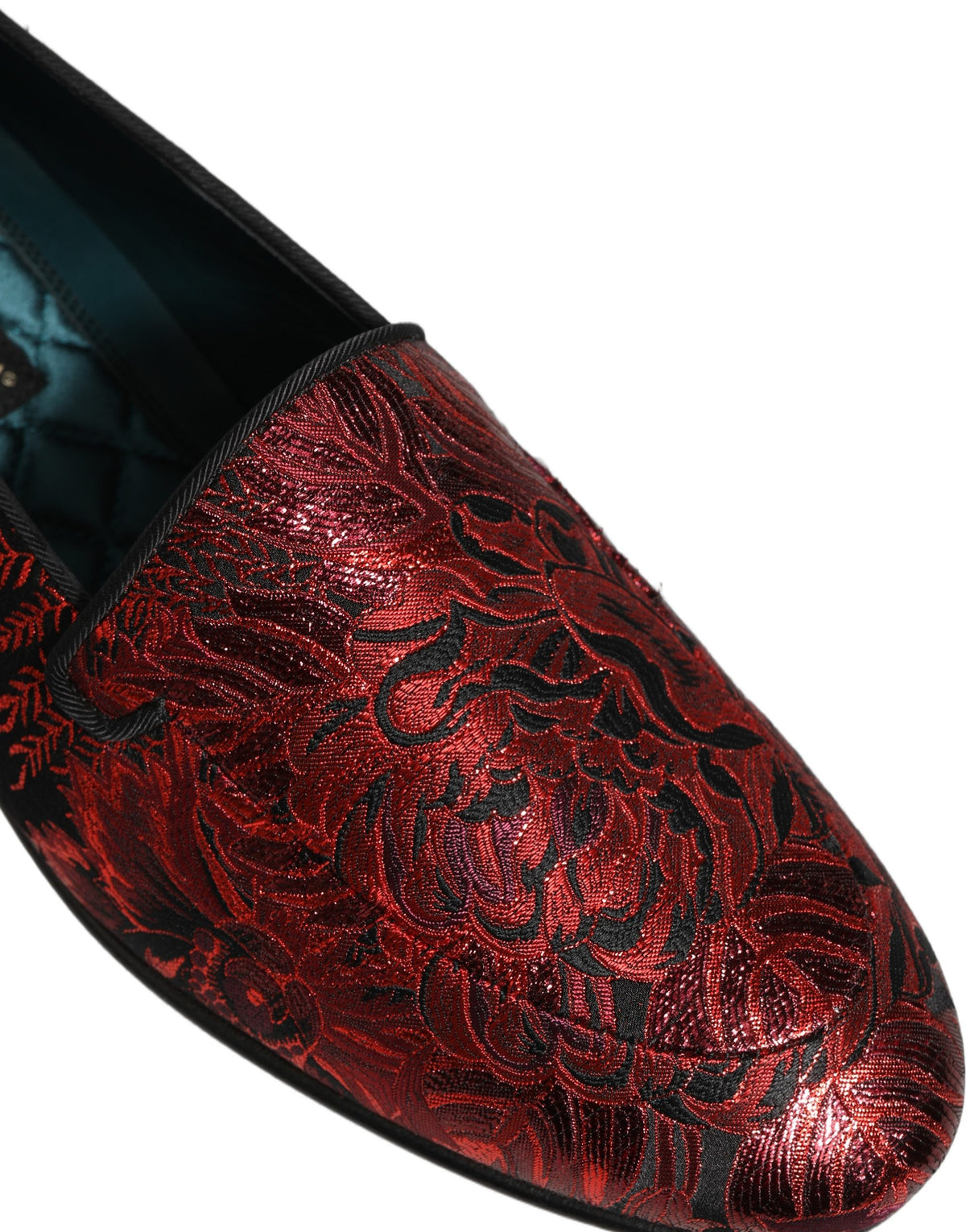 Dolce & Gabbana Red Floral Jacquard Slip-On Loafers