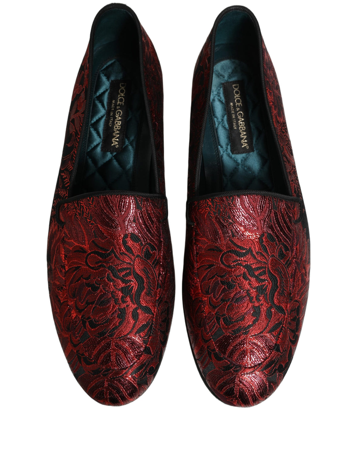 Dolce & Gabbana Red Floral Jacquard Slip-On Loafers