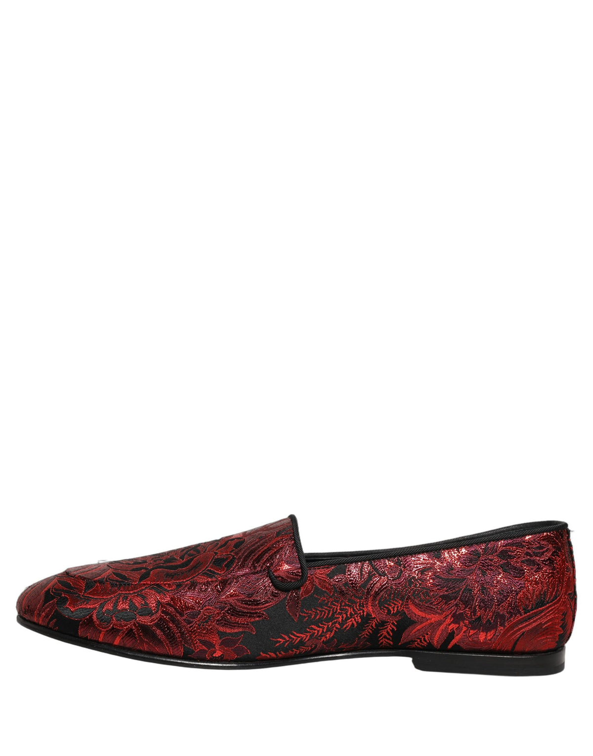 Dolce & Gabbana Red Floral Jacquard Slip-On Loafers