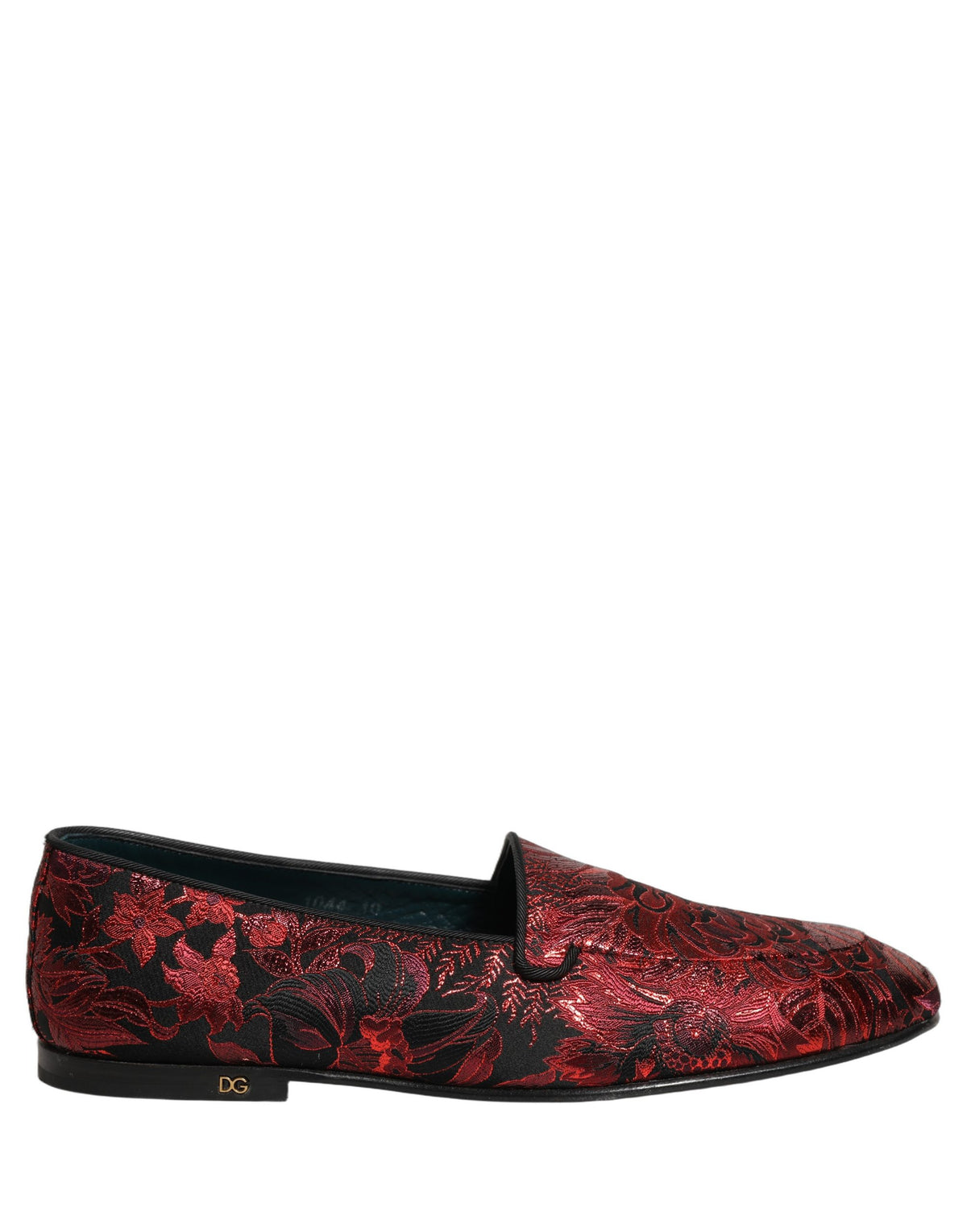 Dolce & Gabbana Red Floral Jacquard Slip-On Loafers