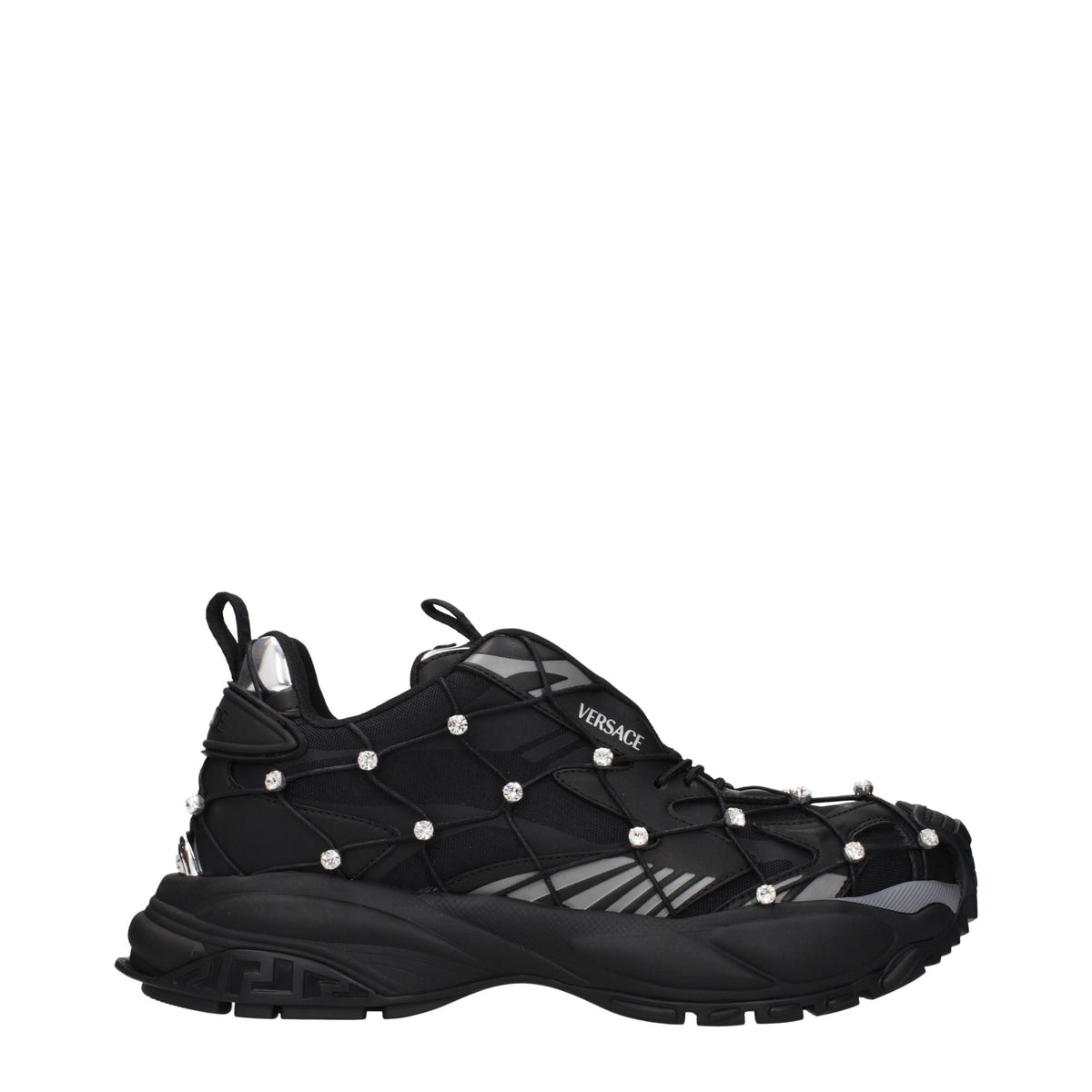 Versace Black Fabric Chunky Sneakers for Men