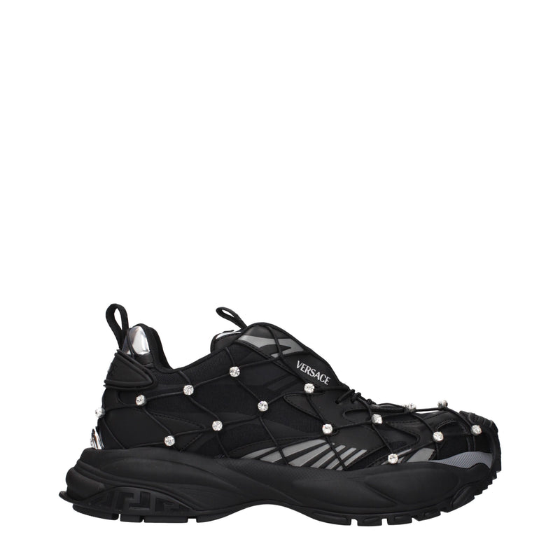 Versace Black Fabric Chunky Sneakers for Men