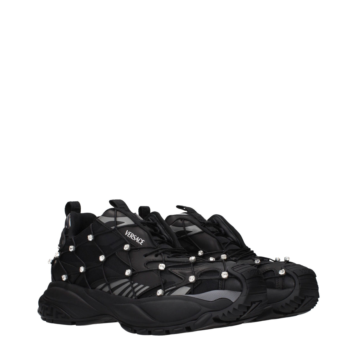 Versace Black Fabric Chunky Sneakers for Men