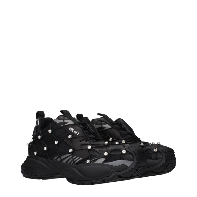 Versace Black Fabric Chunky Sneakers for Men