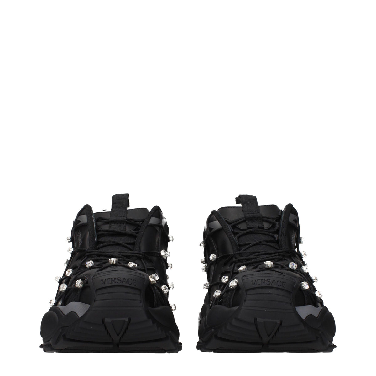 Versace Black Fabric Chunky Sneakers for Men