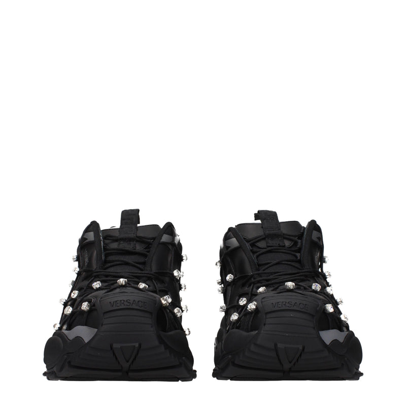 Versace Black Fabric Chunky Sneakers for Men