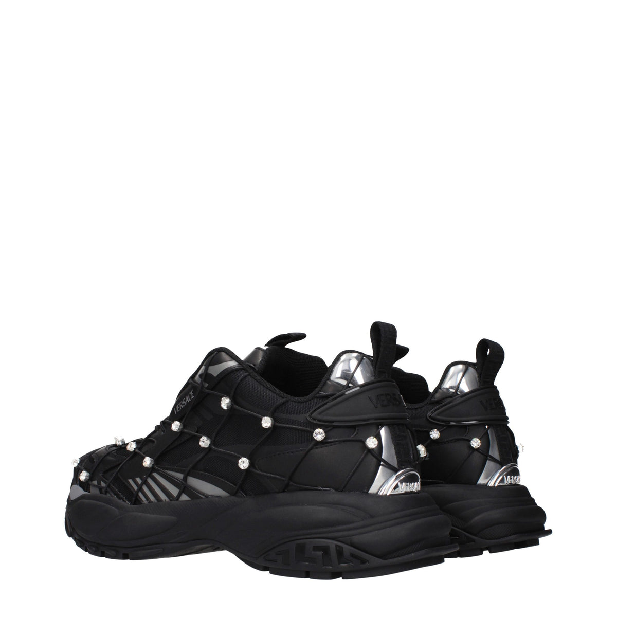 Versace Black Fabric Chunky Sneakers for Men