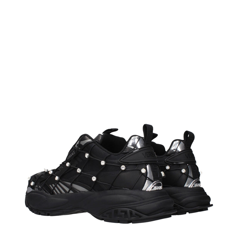 Versace Black Fabric Chunky Sneakers for Men