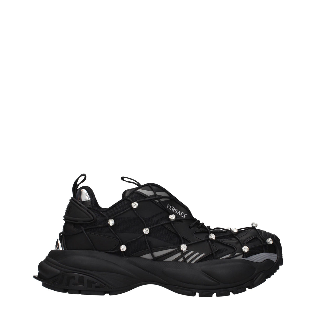 Versace Black Fabric Chunky Sneakers for Women