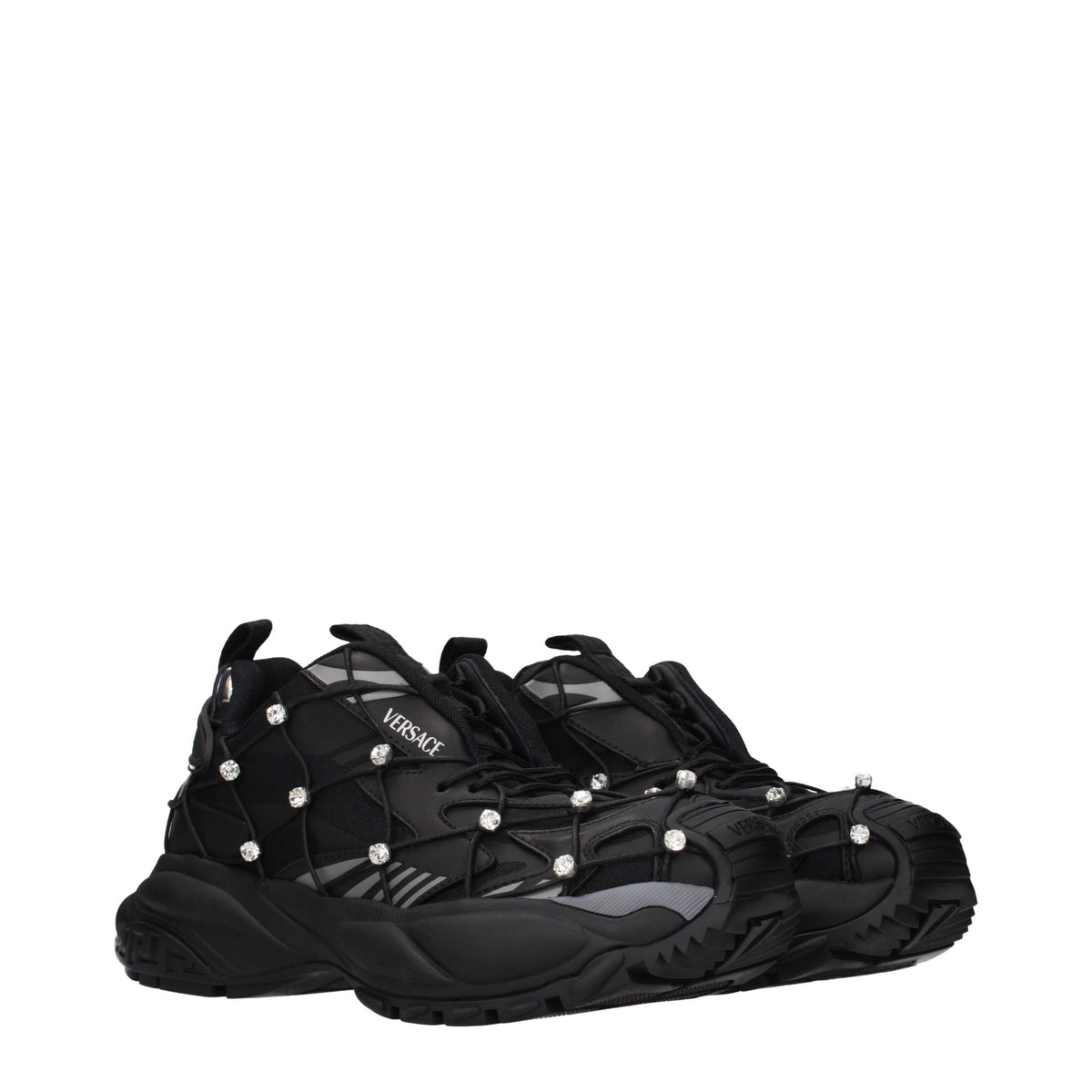 Versace Black Fabric Chunky Sneakers for Women