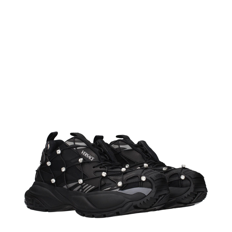 Versace Black Fabric Chunky Sneakers for Women