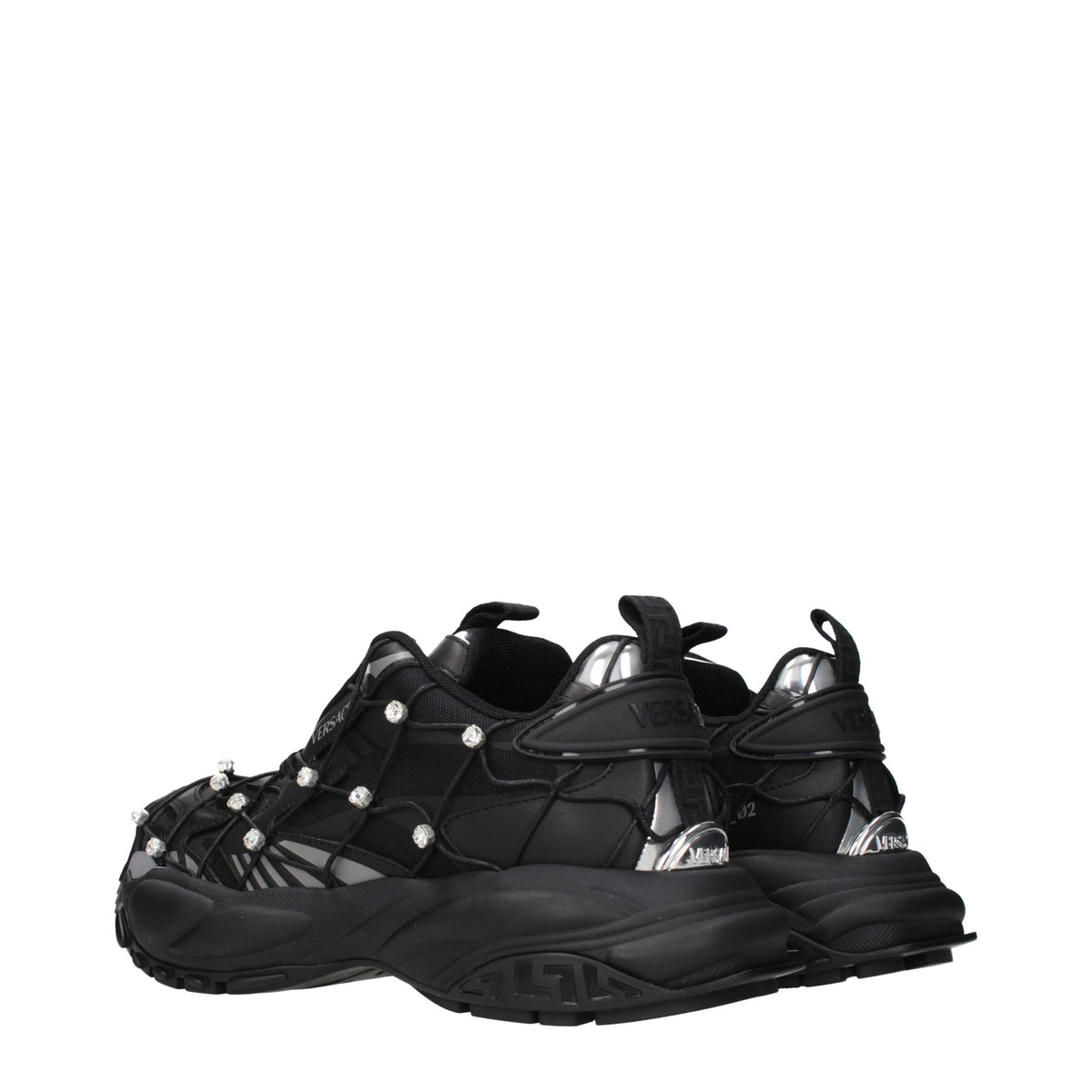 Versace Black Fabric Chunky Sneakers for Women