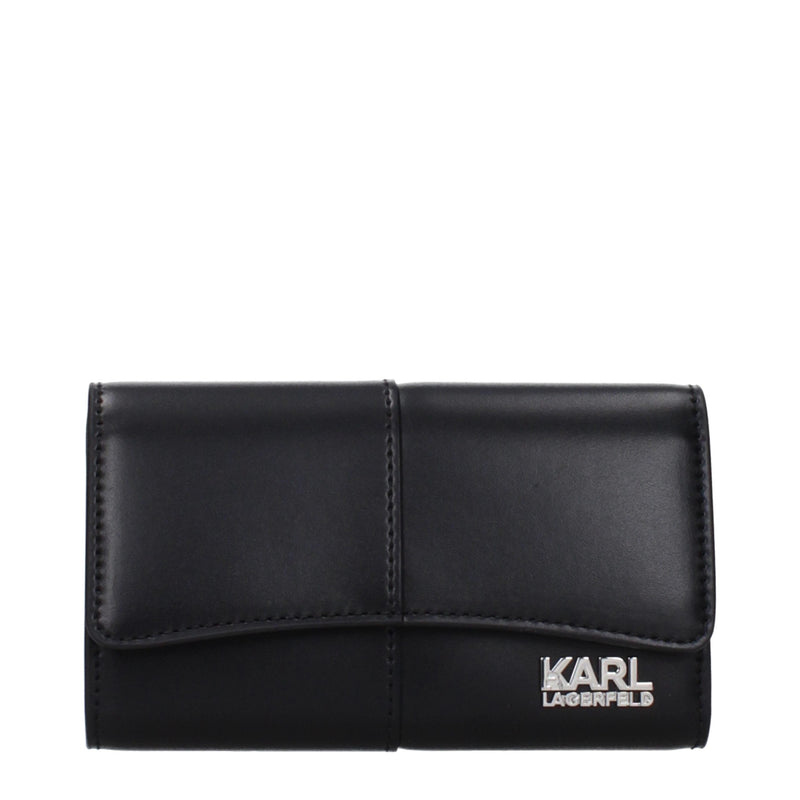 Karl Lagerfeld Black Polyurethane Wallet for Women