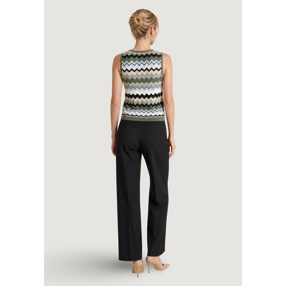 Street One Green Marabou Tank Top - Modern Zig-Zag Design