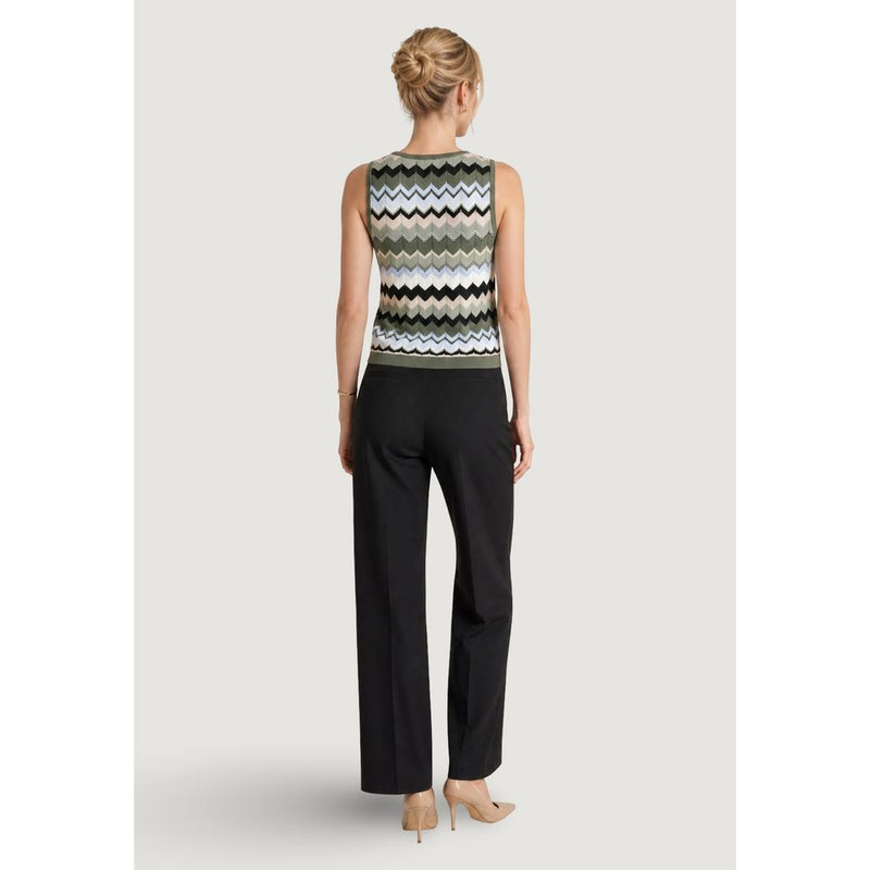 Street One Green Marabou Tank Top - Modern Zig-Zag Design