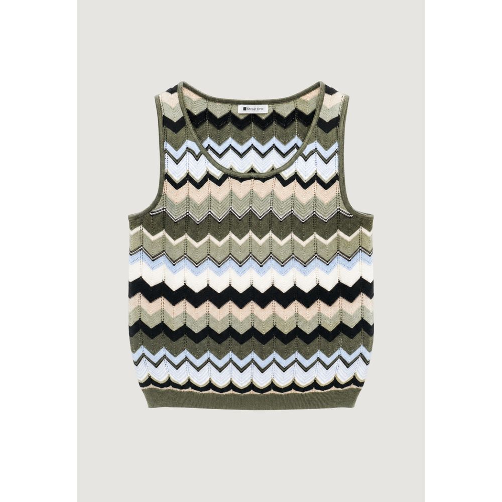 Street One Green Marabou Tank Top - Modern Zig-Zag Design