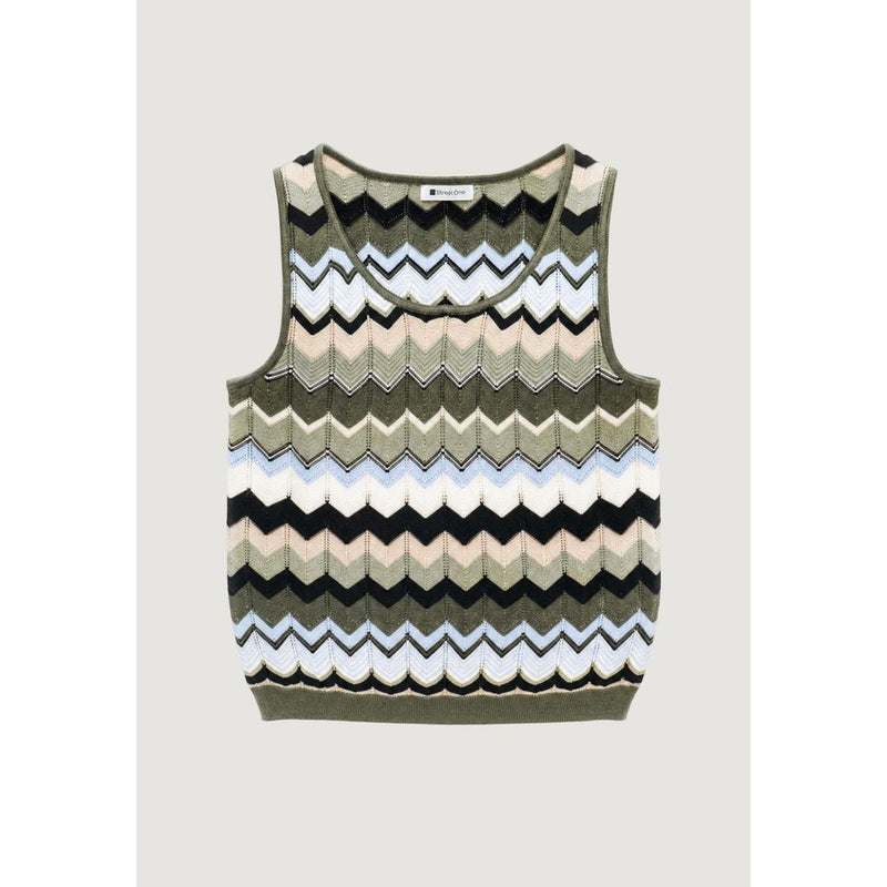 Street One Green Marabou Tank Top - Modern Zig-Zag Design
