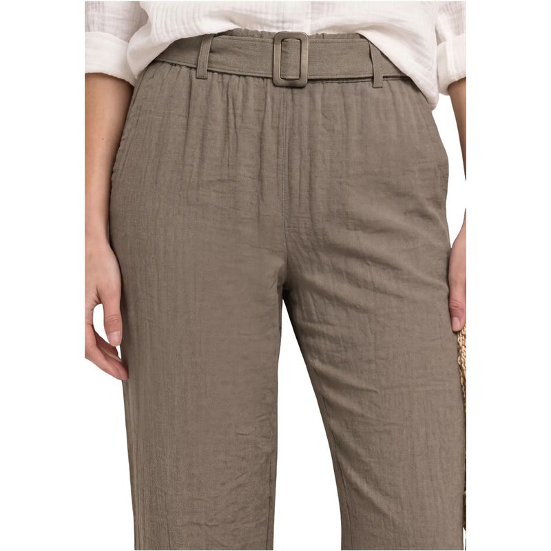 Street One Beige Viscose Casual Pants - Modern Wide Leg Design