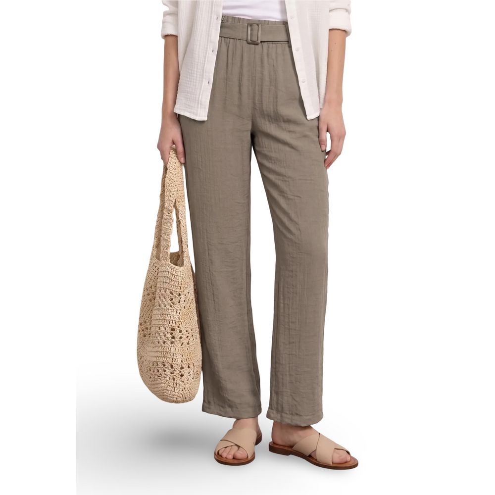 Street One Beige Viscose Casual Pants - Modern Wide Leg Design