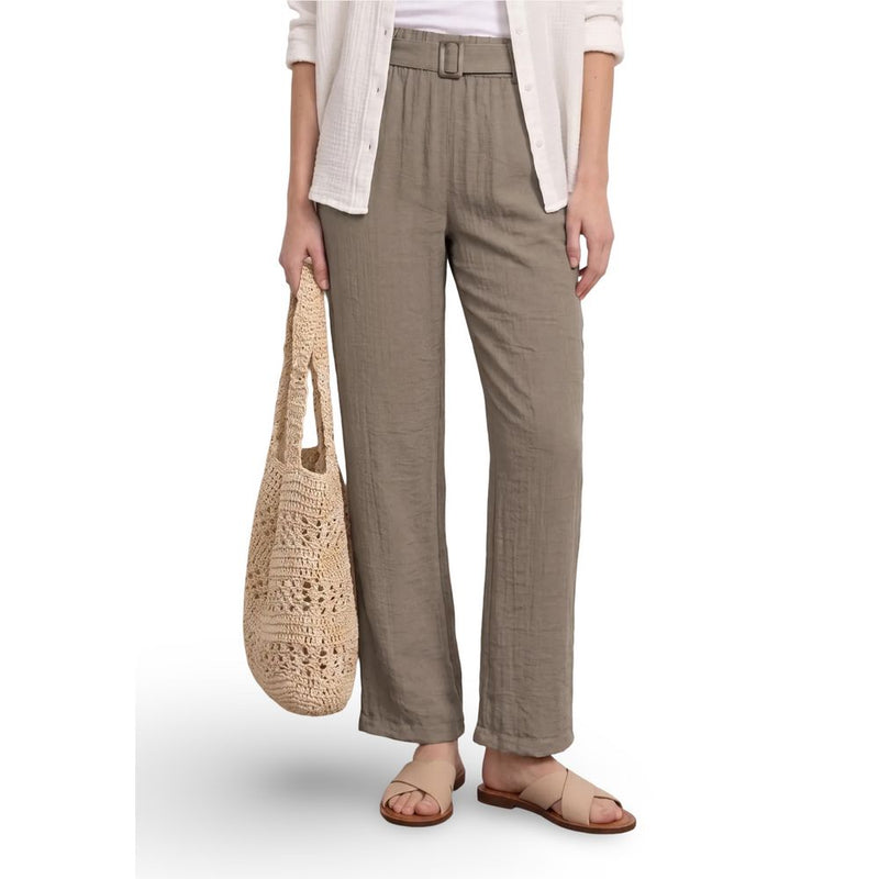 Street One Beige Viscose Casual Pants - Modern Wide Leg Design