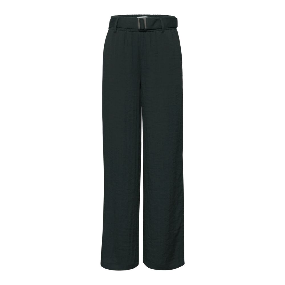 Street One Black Viscose Wide Leg Casual Pants