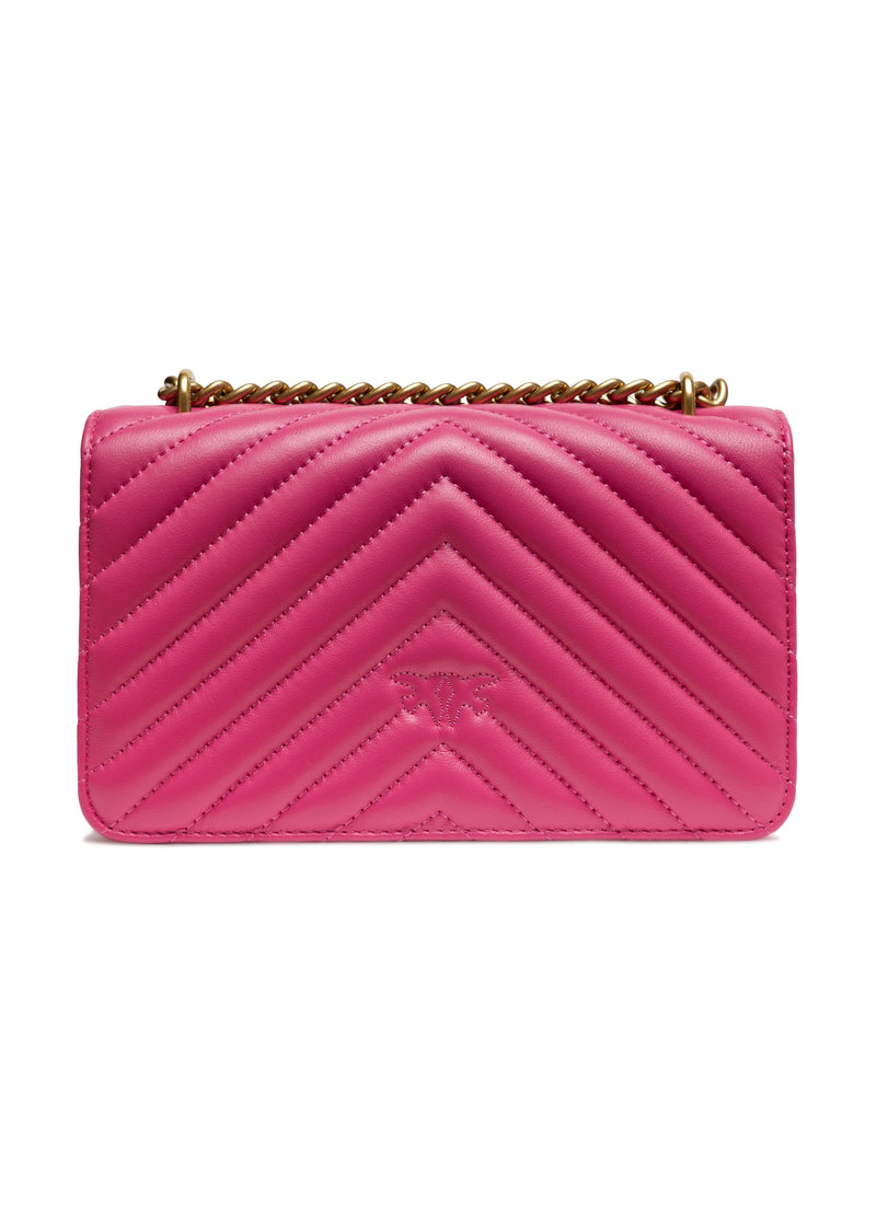 PINKO Pink Leather Love One Mini Shoulder Bag