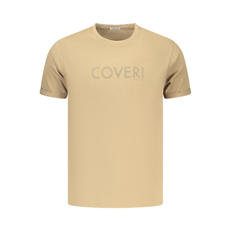 Coveri Moving Brown Cotton Men's T-Shirt - Stylish & Comfortable