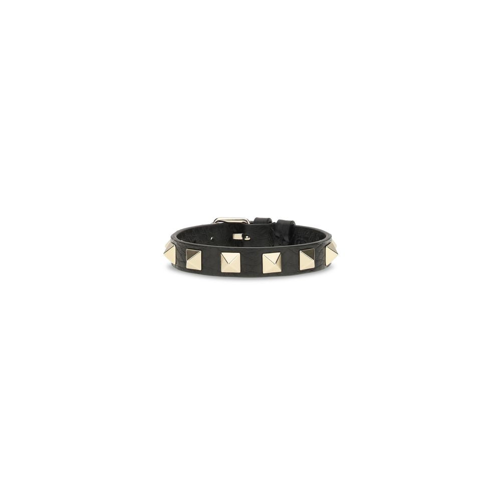 Bracelet en Cuir de Veau Noir Valentino Garavani