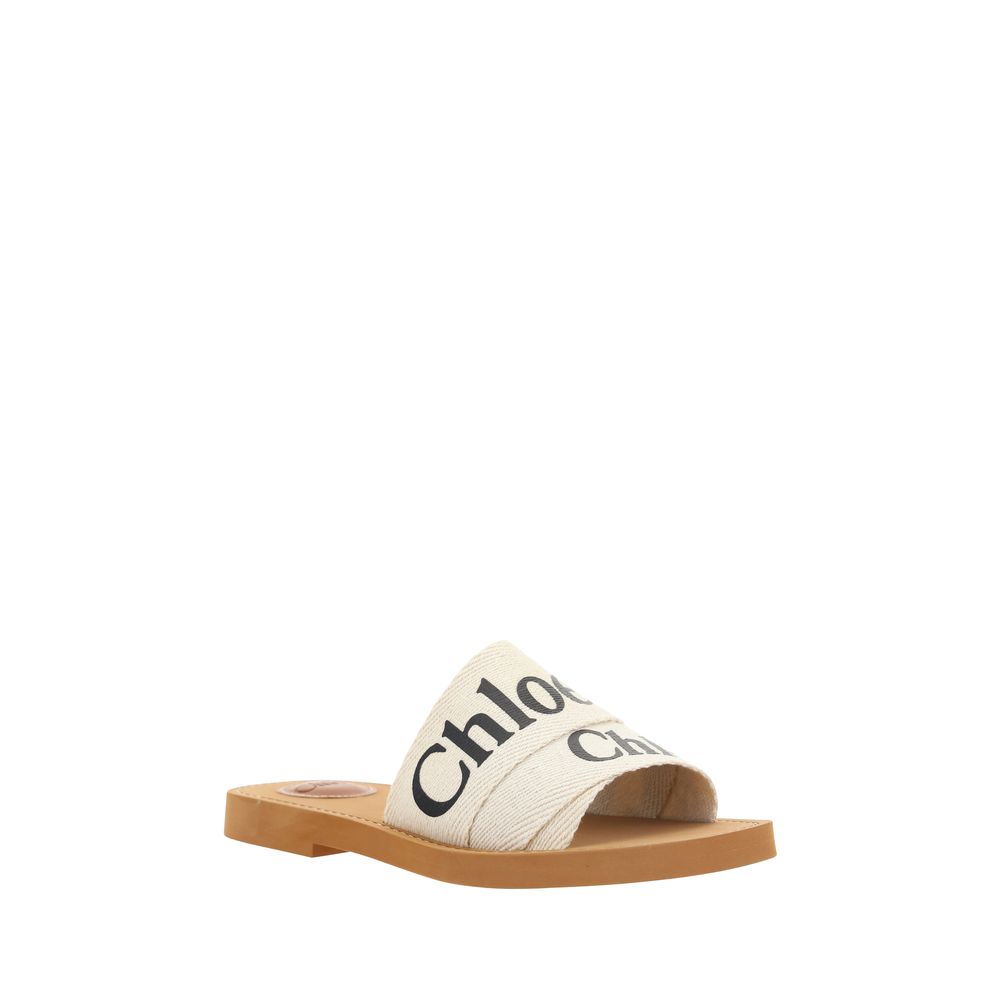 Chloé White Rubber Flat Sandals - Stylish Comfort for Summer