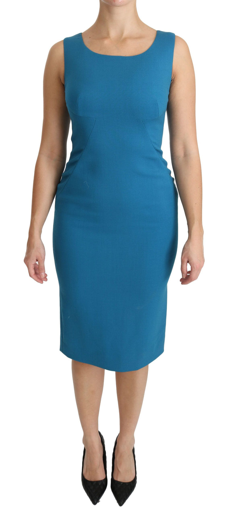 Dolce & Gabbana Blue Virgin Wool Bodycon Dress