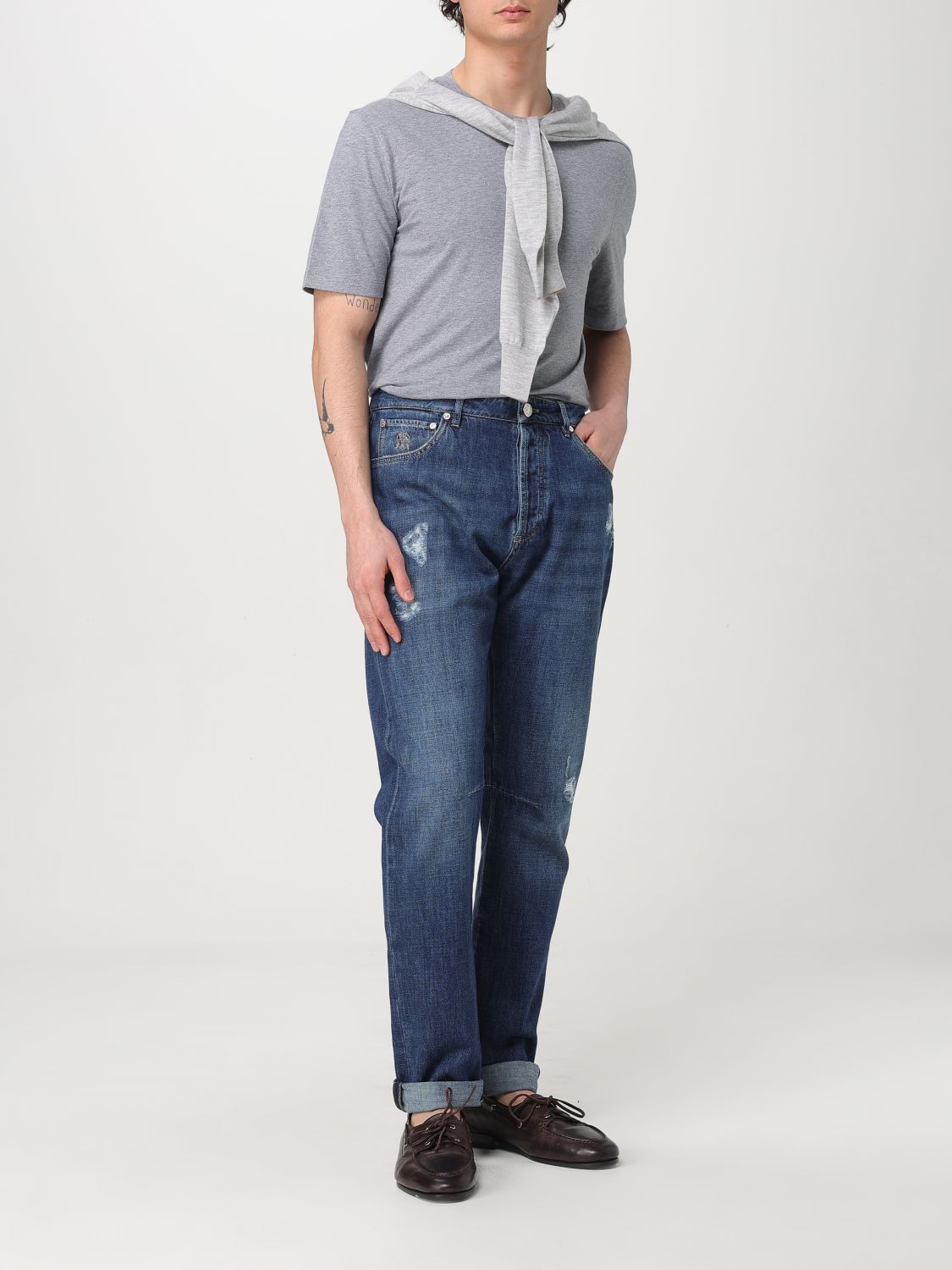 Brunello Cucinelli Blue Denim Straight-Leg Jeans for Men