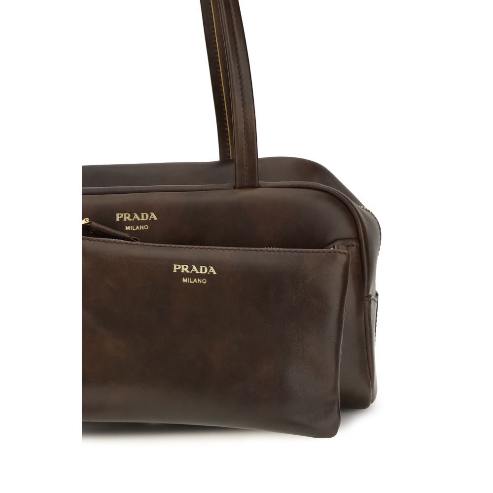 Prada Brown Calf Leather Bos Taurus Handbag
