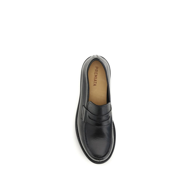 Premiata Black Calf Leather Bos Taurus Slip-On Loafers