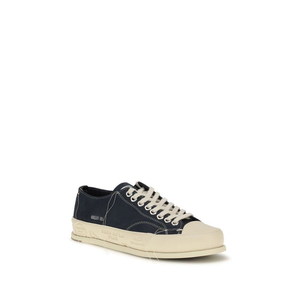 Premiata Vince 015 Blue Calf Leather Low Top Sneakers