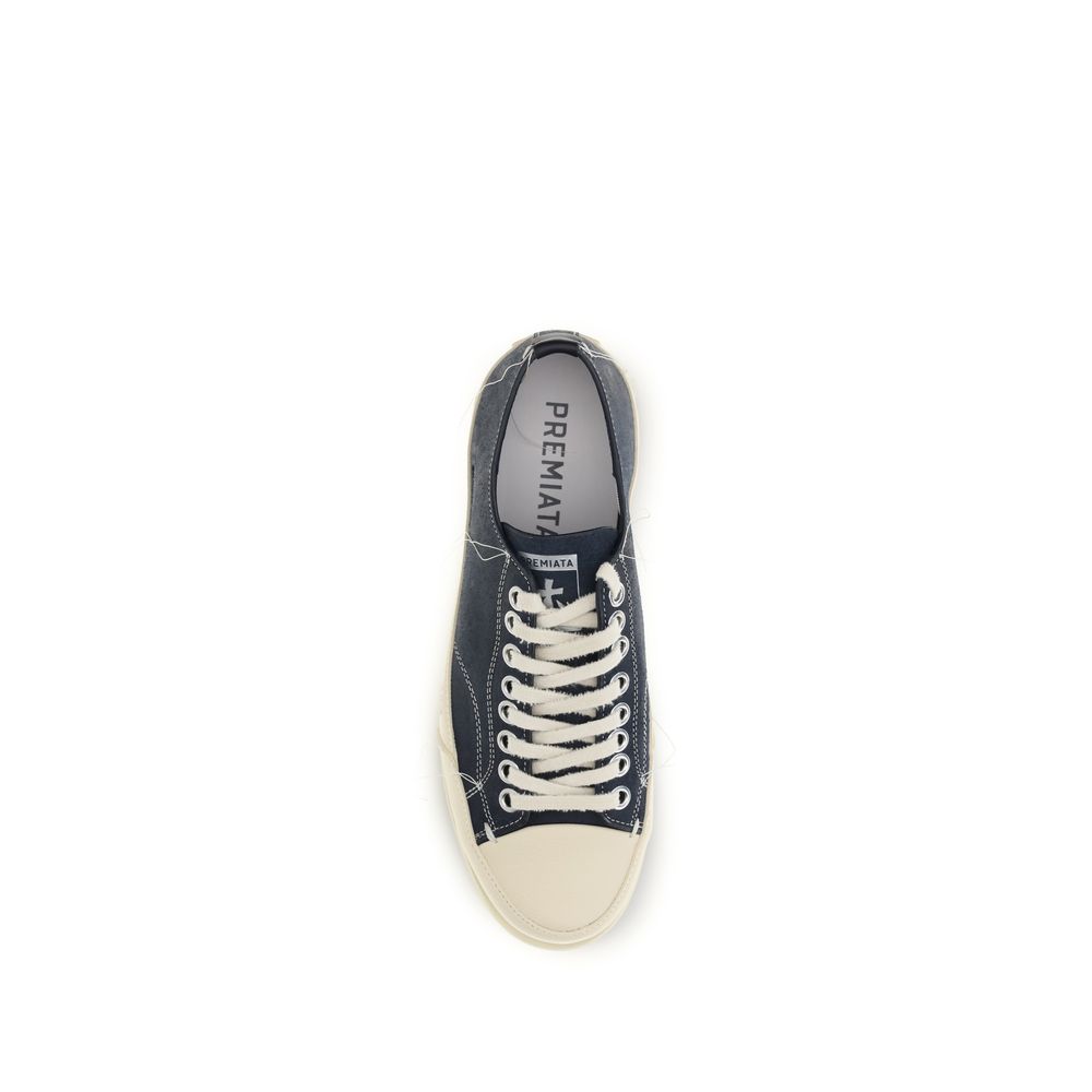Premiata Vince 015 Blue Calf Leather Low Top Sneakers