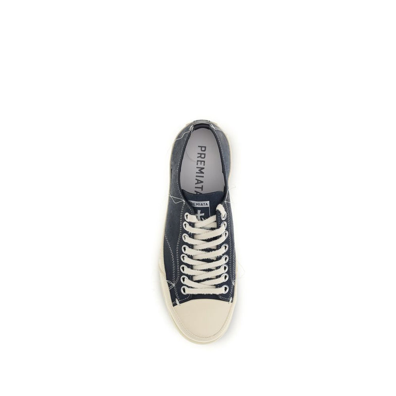 Premiata Vince 015 Blue Calf Leather Low Top Sneakers