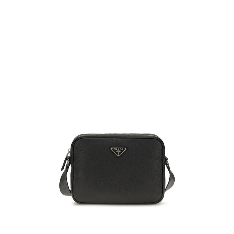 Prada Black Calf Leather Bos Taurus Shoulder Bag