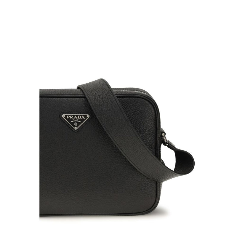 Prada Black Calf Leather Bos Taurus Shoulder Bag