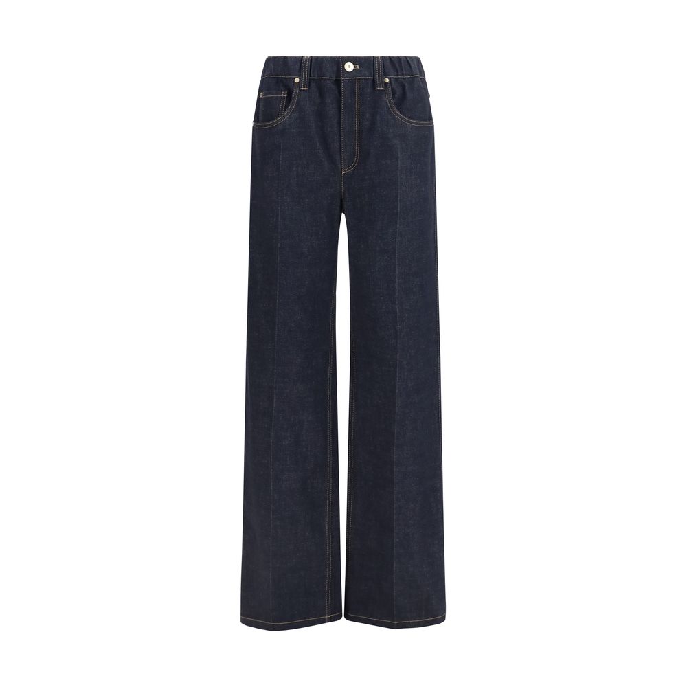 Brunello Cucinelli Blue Cotton Palazzo Jeans