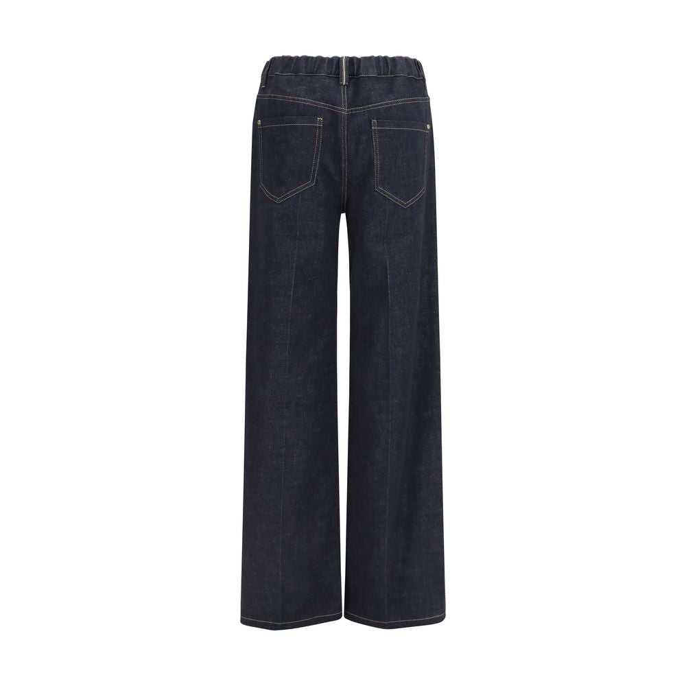 Brunello Cucinelli Blue Cotton Palazzo Jeans