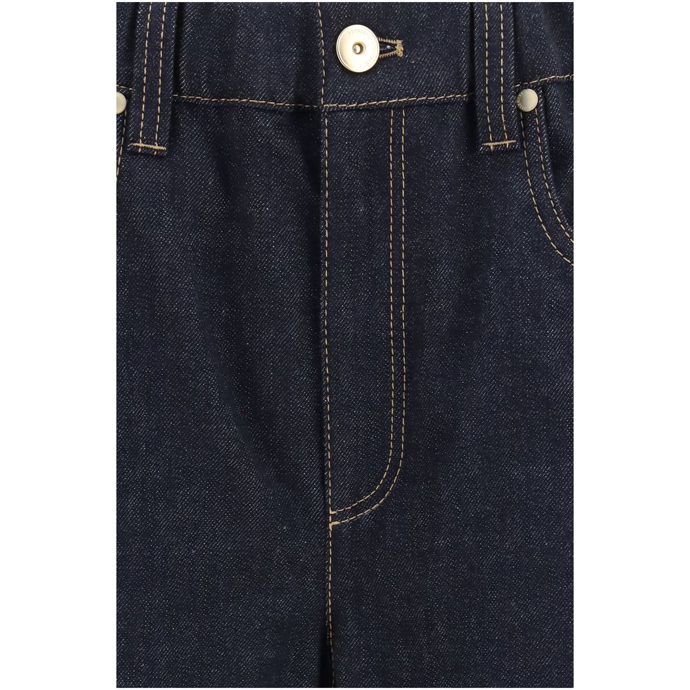 Brunello Cucinelli Blue Cotton Palazzo Jeans