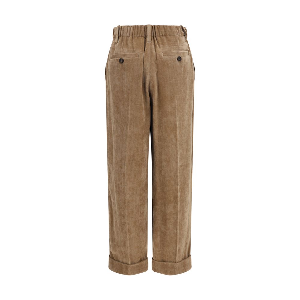 Brunello Cucinelli Brown Viscose Casual Pants for Women