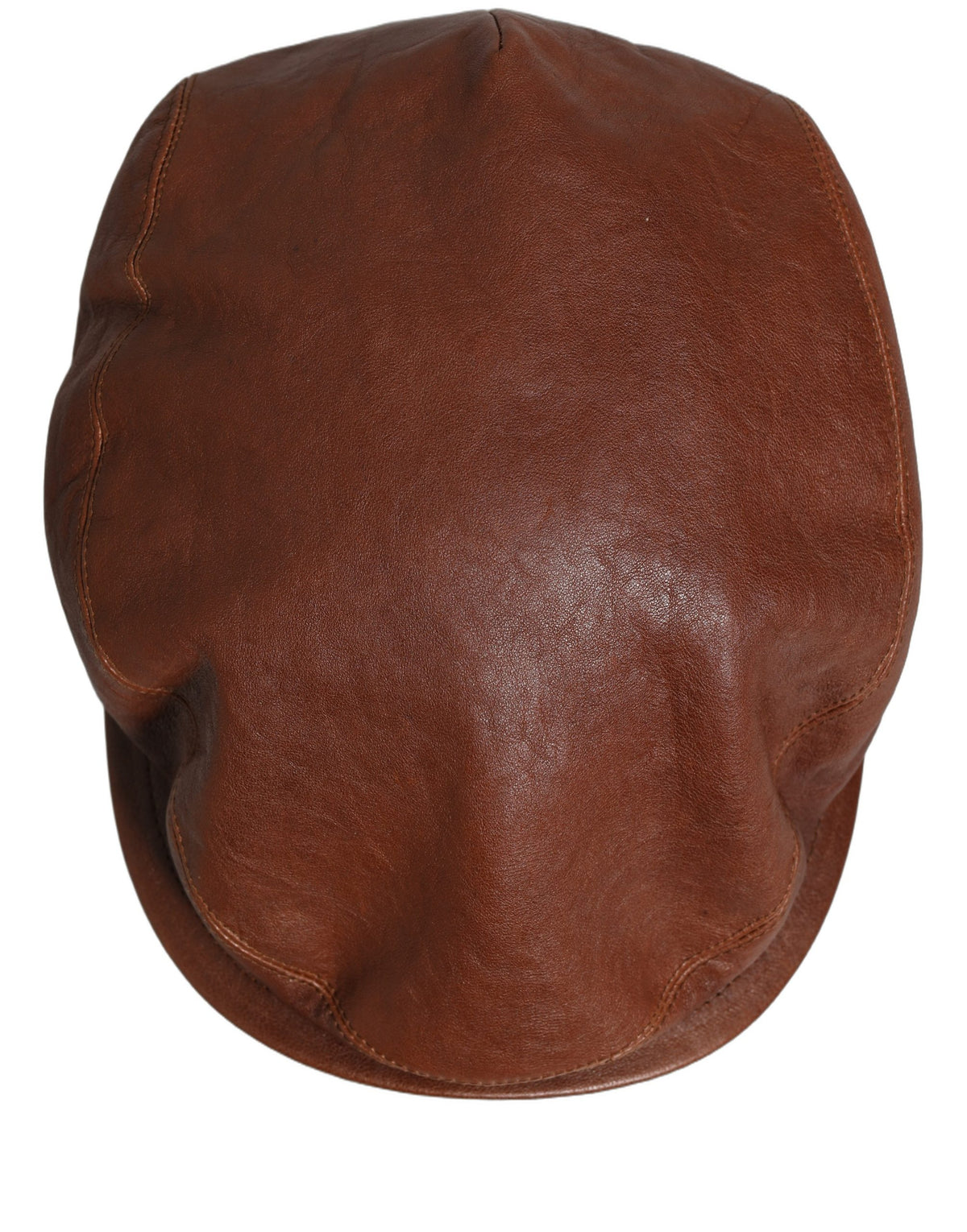 Dolce & Gabbana Men Brown Lamb Leather Newsboy Cap