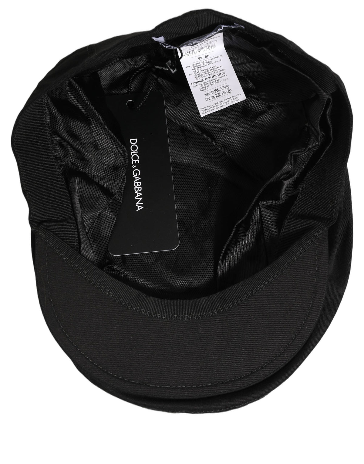 Dolce & Gabbana Men Black Cotton Stretch Newsboy Cap