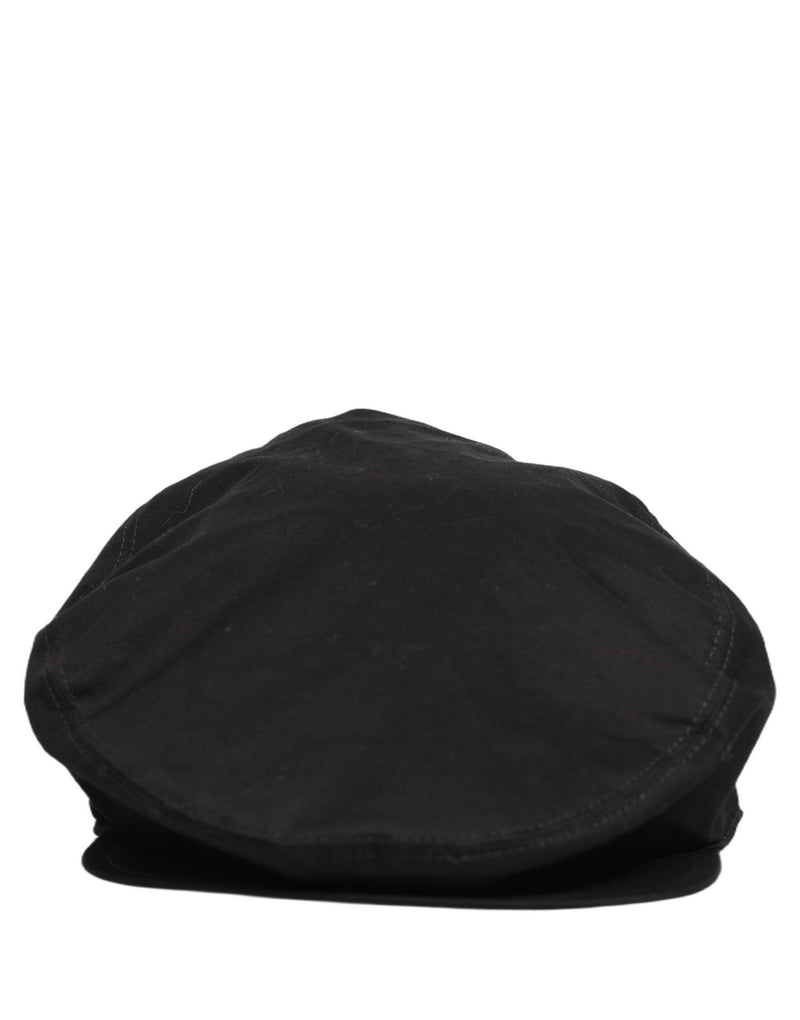 Dolce & Gabbana Men Black Cotton Stretch Newsboy Cap