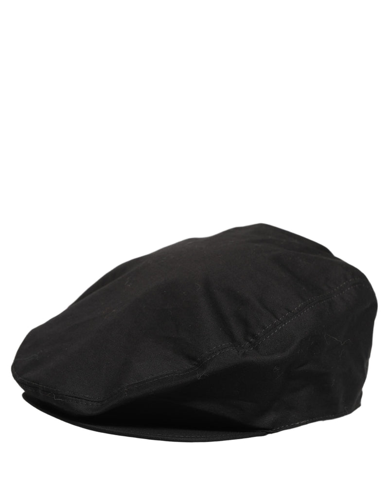 Dolce & Gabbana Men Black Cotton Stretch Newsboy Cap