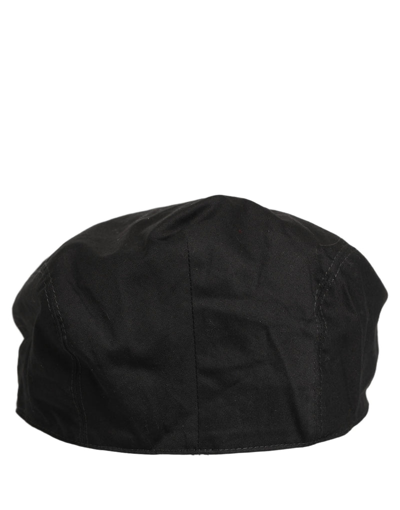 Dolce & Gabbana Men Black Cotton Stretch Newsboy Cap