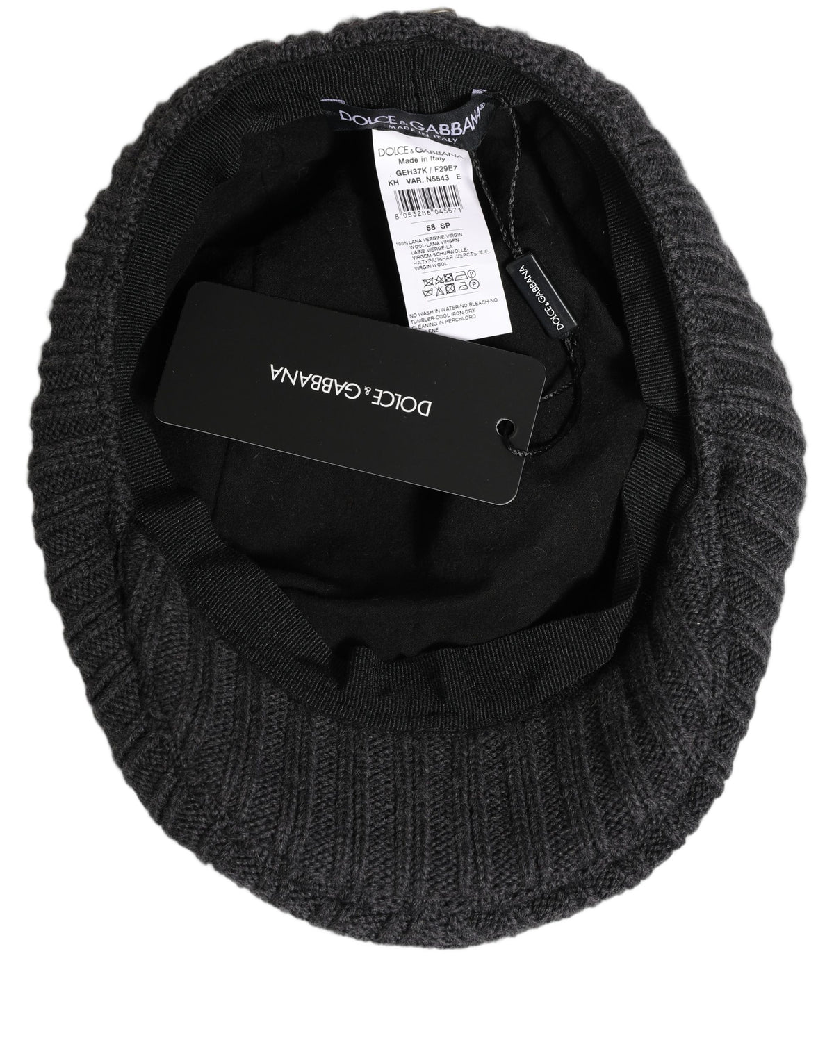 Dolce & Gabbana Men Dark Gray Wool Newsboy Cap